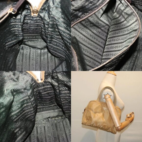 PRADA Hand Bag Nylon Beige Auth 69941 - Picture 14 of 15